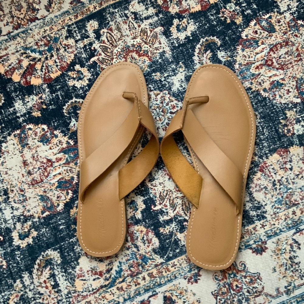Madewell Tan Leather Flip Flops
